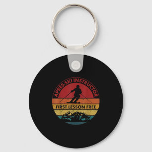 Skiing Trip Skier Apres Ski Instructor First Lesso Key Ring