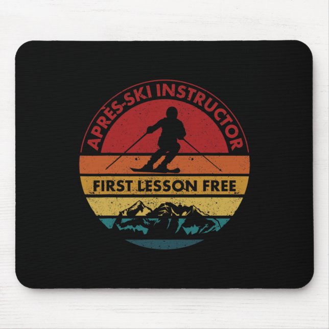 Skiing Trip Skier Apres Ski Instructor First Lesso Mouse Mat (Front)