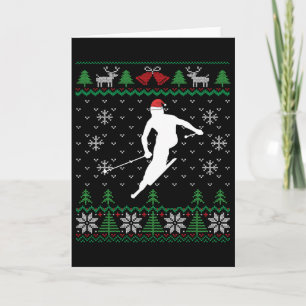 Skiing Ugly Christmas Ski Santa Claus Skier Card