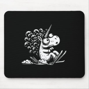 Skiing Unicorn Funny Snow Mountain Slope Mouse Mat