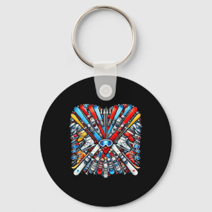 Skiing Valentines Day Heart Love Skiing Ski Lovers Key Ring