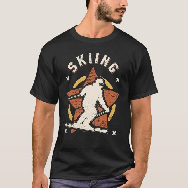 Skiing Vintage Retro Classic Sport T-Shirt (Front)