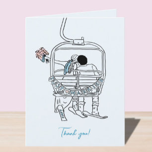 skiing wedding thank you card
