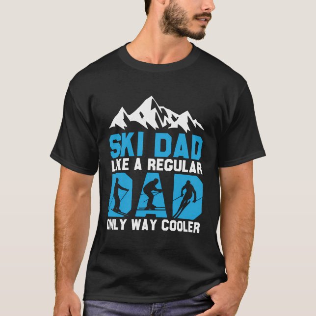 Skiing Winter Sports Distressed Cool Ski Dad Tee F (Front)