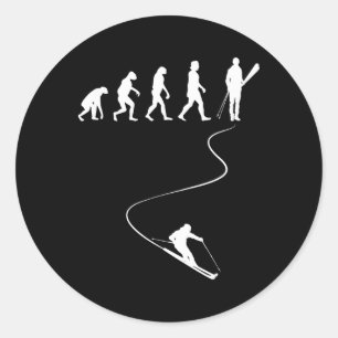 Skiing Winter Sports Ski Lover Evolution Of Skier Classic Round Sticker
