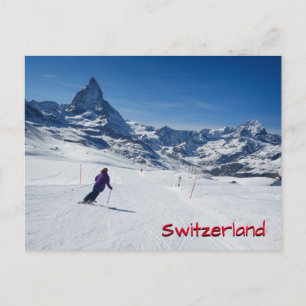 Skiing with Mt. Matterhorn in Zermatt, Switzerland Postcard