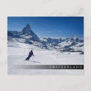 Skiing with Mt. Matterhorn in Zermatt, Switzerland Postcard