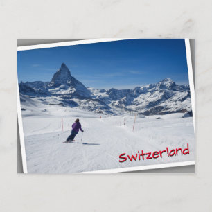 Skiing with Mt. Matterhorn in Zermatt, Switzerland Postcard
