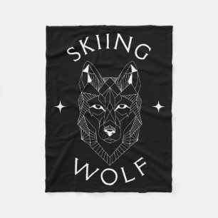Skiing wolf mountain snow adventure winter sports fleece blanket