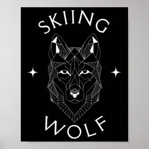 Skiing Wolf Mountain Snow Adventure Winter Sports Poster