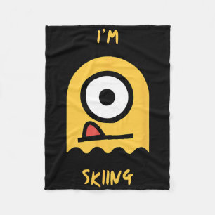 Skiing Yellow Ghost Snow Mountain Slope Adventure Fleece Blanket