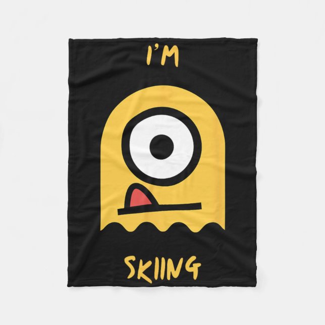 Skiing Yellow Ghost Snow Mountain Slope Adventure  Fleece Blanket (Front)