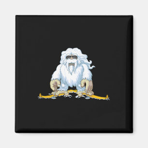 Skiing Yeti , Mountain Snowman Ski Tee Gift Magnet