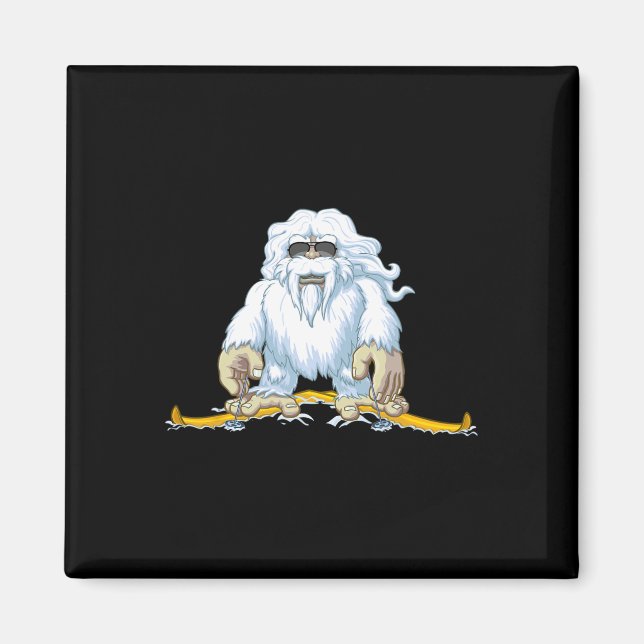 Skiing Yeti , Mountain Snowman Ski Tee Gift  Magnet (Front)