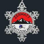 Skiing Zermatt Switzerland Ski Snowflake Pewter Christmas Ornament<br><div class="desc">Skiing Zermatt Switzerland Ski</div>