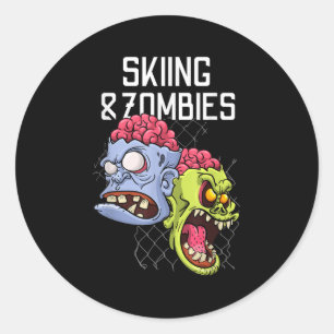 Skiing Zombies Snowboard Slope Apocalypse Snow Day Classic Round Sticker