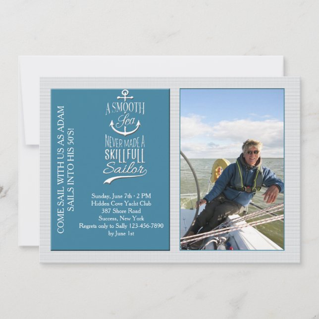 Skilful Sailor Photo Invitation (Front)