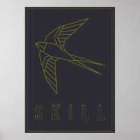 Skill affirmation poster yellow origami bird
