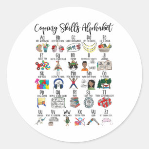 Skills Alphabet Mental Health Awareness Counsellor Classic Round Sticker