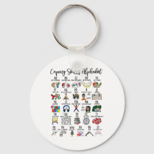 Skills Alphabet Mental Health Awareness Counsellor Key Ring