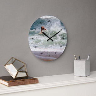 Skimboarding by Shirley Taylor Large Clock
