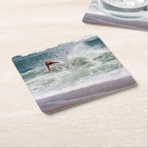 Skimboarding by Shirley Taylor Square Paper Coaster
