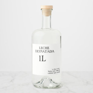Skimmed milk bottle 1L. Liquor Bottle Label