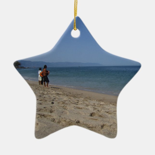 Skimmers Waiting for a Wave Ceramic Tree Decoration (Front)