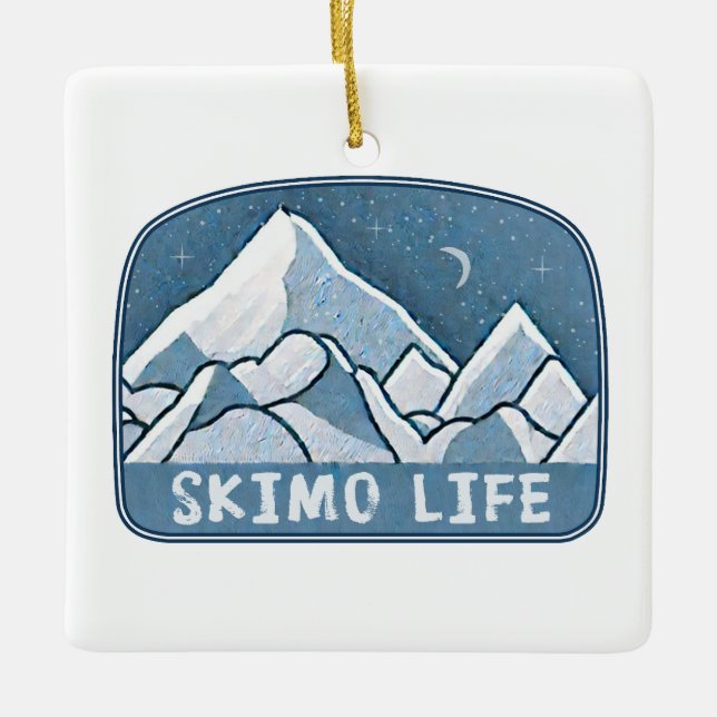 Skimo Life Ceramic Ornament (Front)