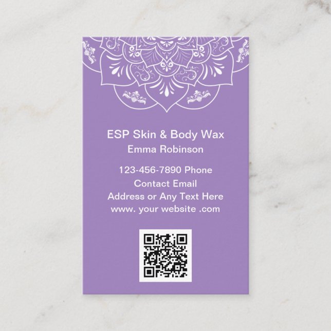 Skin And Body Wax Treatment Business Cards (Front)