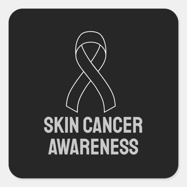 Skin Cancer Awareness Black Ribbon Square Sticker (Front)