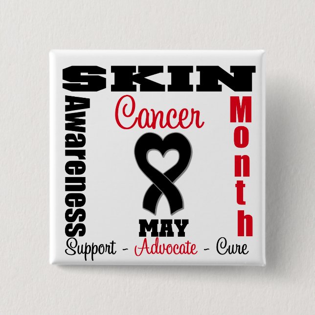 Skin Cancer Awareness Month Heart Ribbon 15 Cm Square Badge (Front)
