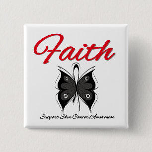 Skin Cancer Faith Butterfly Ribbon 15 Cm Square Badge