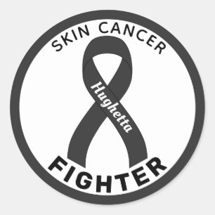 Skin Cancer Fighter Ribbon White Round Sticker