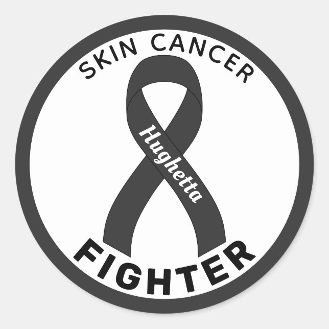 Skin Cancer Fighter Ribbon White Round Sticker (Front)