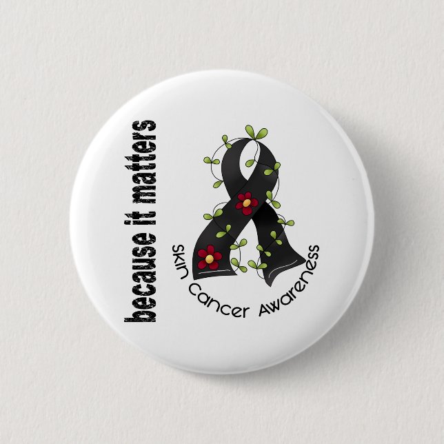 Skin Cancer Flower Ribbon 3 6 Cm Round Badge (Front)