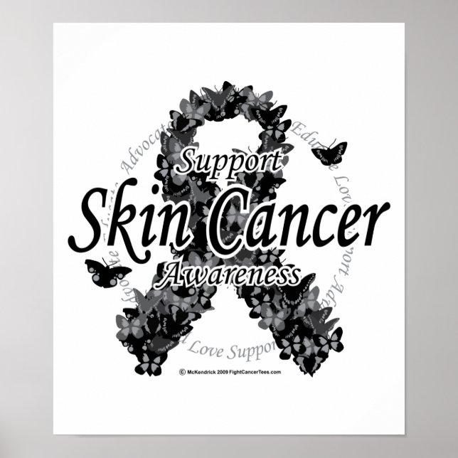 Skin Cancer Ribbon of Butterflies Poster (Front)