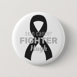 Skin Cancer Ribbon White Button