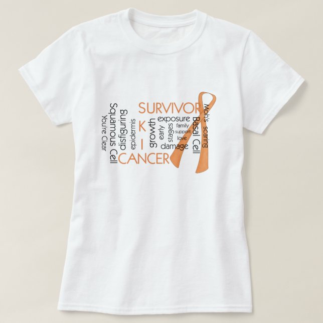 Skin Cancer Survivor D4 :: Puzzle Words T-Shirt (Design Front)