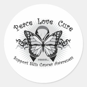 Skin Cancer Tribal Butterfly Classic Round Sticker