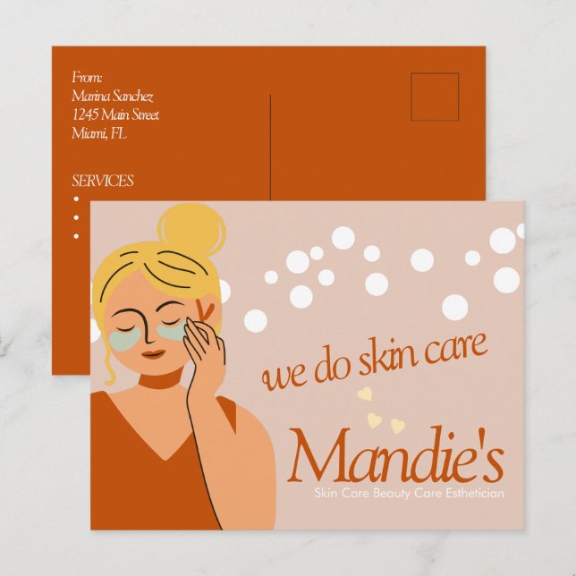 Skin Care Aesthetician Business Salon Branding Postcard (Front/Back)