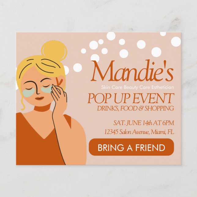 Skin Care Aesthetician Business Salon Pop Up Event Flyer (Front)