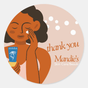 Skin Care Aesthetician Business Salon Thank You B Classic Round Sticker
