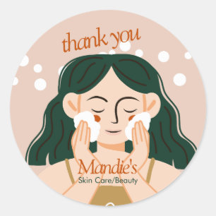 Skin Care Aesthetician Business Salon Thank You C Classic Round Sticker