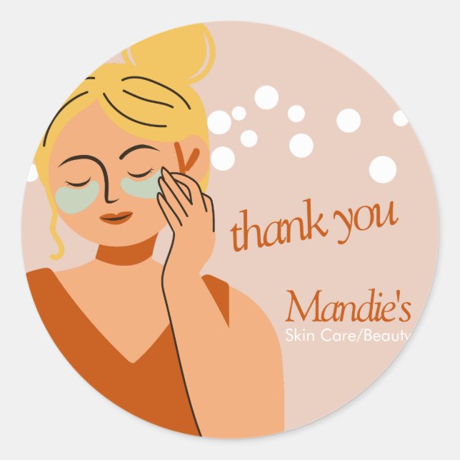 Skin Care Aesthetician Business Salon Thank You Classic Round Sticker (Front)