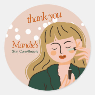 Skin Care Aesthetician Business Salon Thank You D Classic Round Sticker