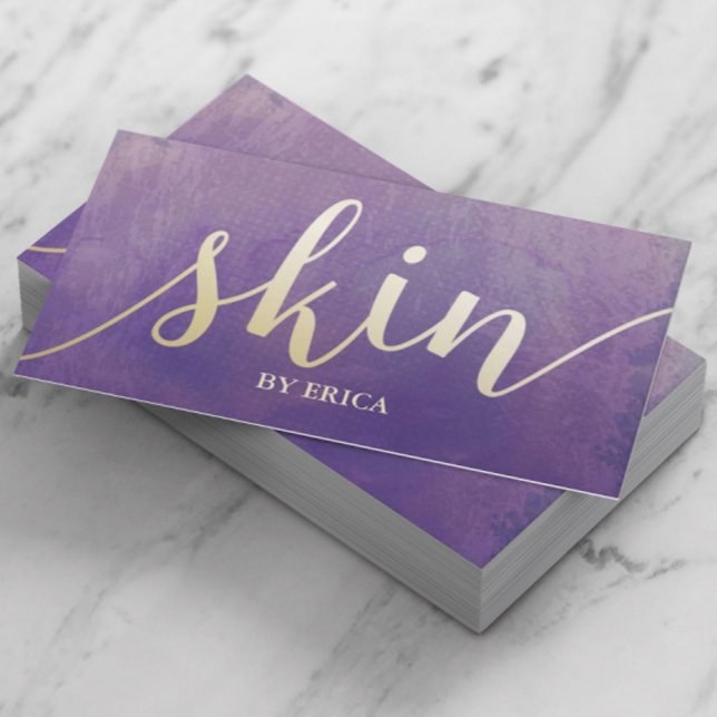 Skin Care Aesthetician Elegant Watercolor Purple Business Card (Creator Uploaded)