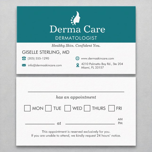 Skin Care Centre Dermatologist Appointment Business Card (Creator Uploaded)