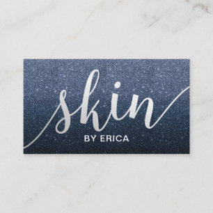 Skin Care Elegant Navy Blue Glitter Aesthetician Business Card