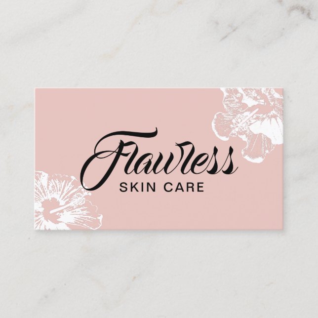 Skin Care Esthetician Blush Pink Elegant Floral Business Card (Front)